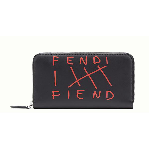 FENDI Fendi / Fiendアナグラム レザー ウォレット ブラック100906